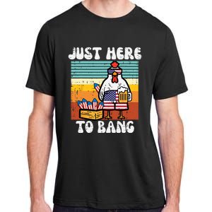 4th Of July Chicken Fireworks Here To Bang Retro America Adult ChromaSoft Performance T-Shirt