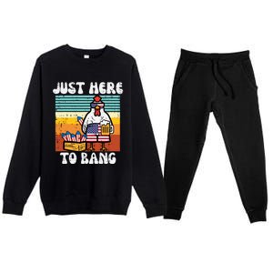 4th Of July Chicken Fireworks Here To Bang Retro America Premium Crewneck Sweatsuit Set