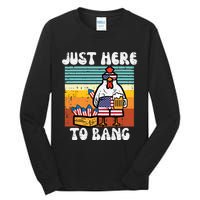 4th Of July Chicken Fireworks Here To Bang Retro America Tall Long Sleeve T-Shirt