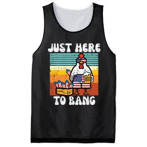 4th Of July Chicken Fireworks Here To Bang Retro America Mesh Reversible Basketball Jersey Tank