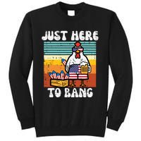 4th Of July Chicken Fireworks Here To Bang Retro America Tall Sweatshirt