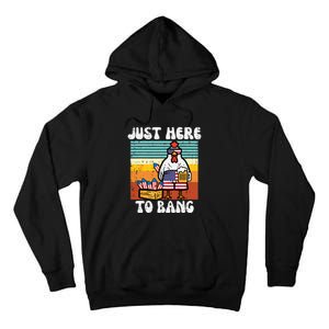 4th Of July Chicken Fireworks Here To Bang Retro America Tall Hoodie