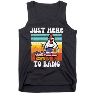 4th Of July Chicken Fireworks Here To Bang Retro America Tank Top