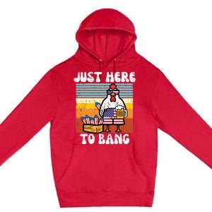 4th Of July Chicken Fireworks Here To Bang Retro America Premium Pullover Hoodie