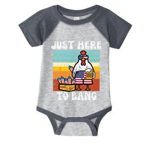 4th Of July Chicken Fireworks Here To Bang Retro America Infant Baby Jersey Bodysuit