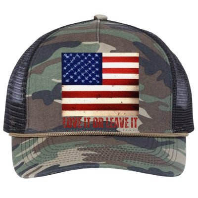 4th Of July Usa Flag Patriotic Love It Or Leave It Retro Rope Trucker Hat Cap