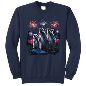 4th Of July Raccoons Watching Fireworks Howling Funny Sweatshirt