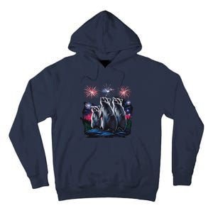 4th Of July Raccoons Watching Fireworks Howling Funny Tall Hoodie