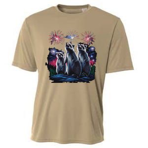 4th Of July Raccoons Watching Fireworks Howling Funny Cooling Performance Crew T-Shirt