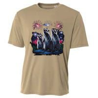 4th Of July Raccoons Watching Fireworks Howling Funny Cooling Performance Crew T-Shirt