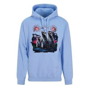 4th Of July Raccoons Watching Fireworks Howling Funny Unisex Surf Hoodie