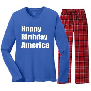 4th Of July Funny Sarcastic Happy Birthday America Usa Cool Gift Women's Long Sleeve Flannel Pajama Set 