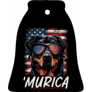 4th Of July Bald Dog Mullet Murica Usa Usa Merica Ceramic Bell Ornament