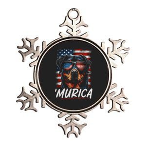 4th Of July Bald Dog Mullet Murica Usa Usa Merica Metallic Star Ornament