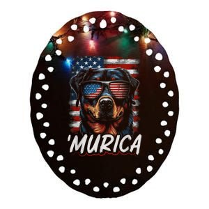 4th Of July Bald Dog Mullet Murica Usa Usa Merica Ceramic Oval Ornament