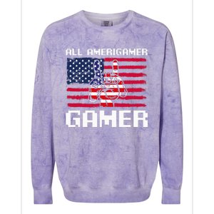 4th Of July All American Gamer Flag Merica Colorblast Crewneck Sweatshirt