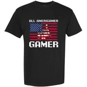 4th Of July All American Gamer Flag Merica Garment-Dyed Heavyweight T-Shirt