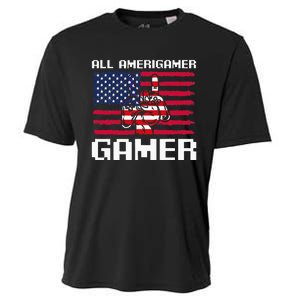 4th Of July All American Gamer Flag Merica Cooling Performance Crew T-Shirt