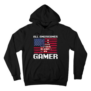 4th Of July All American Gamer Flag Merica Hoodie