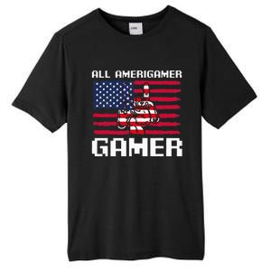 4th Of July All American Gamer Flag Merica Tall Fusion ChromaSoft Performance T-Shirt