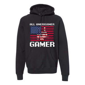 4th Of July All American Gamer Flag Merica Premium Hoodie