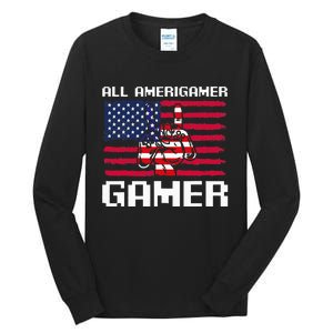 4th Of July All American Gamer Flag Merica Tall Long Sleeve T-Shirt