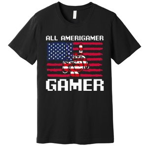 4th Of July All American Gamer Flag Merica Premium T-Shirt