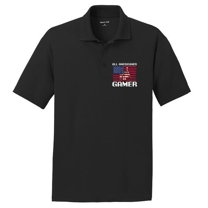 4th Of July All American Gamer Flag Merica PosiCharge RacerMesh Polo