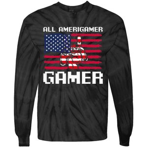 4th Of July All American Gamer Flag Merica Tie-Dye Long Sleeve Shirt