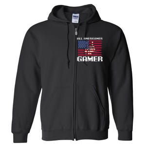 4th Of July All American Gamer Flag Merica Full Zip Hoodie