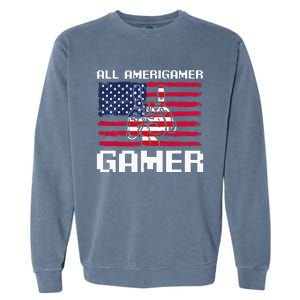 4th Of July All American Gamer Flag Merica Garment-Dyed Sweatshirt