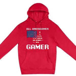 4th Of July All American Gamer Flag Merica Premium Pullover Hoodie