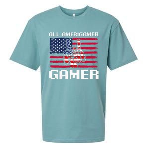 4th Of July All American Gamer Flag Merica Sueded Cloud Jersey T-Shirt