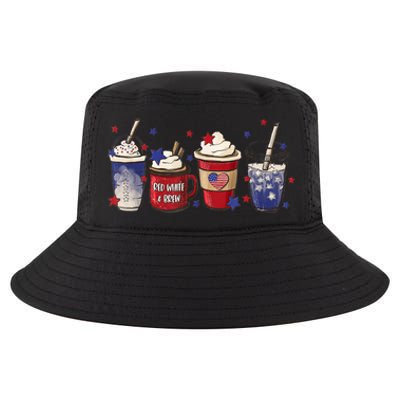 4th Of July Coffee Lover Patriotic Ice Cream Red And Blue Cool Comfort Performance Bucket Hat