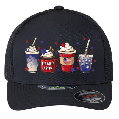 4th Of July Coffee Lover Patriotic Ice Cream Red And Blue Flexfit Unipanel Trucker Cap