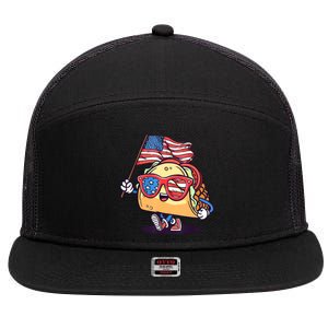 4th Of July Taco Patriotic 7 Panel Mesh Trucker Snapback Hat