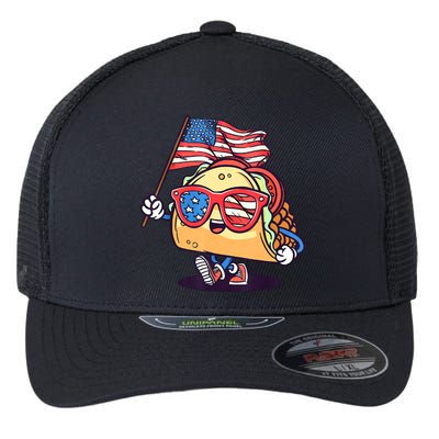 4th Of July Taco Patriotic Flexfit Unipanel Trucker Cap