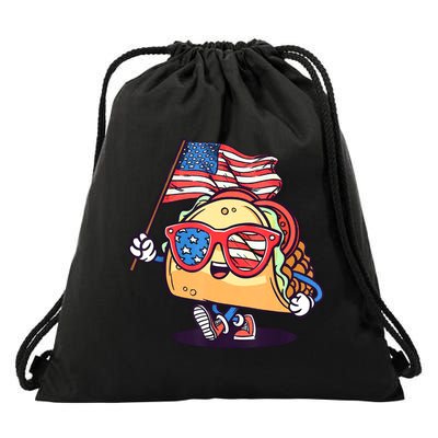 4th Of July Taco Patriotic Drawstring Bag