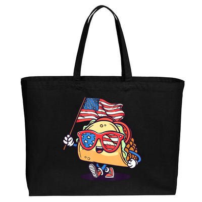 4th Of July Taco Patriotic Cotton Canvas Jumbo Tote