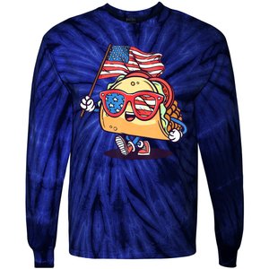 4th Of July Taco Patriotic Tie-Dye Long Sleeve Shirt