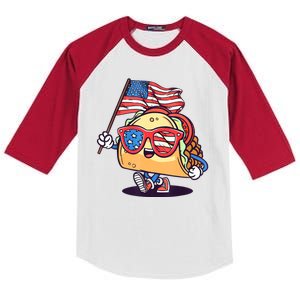 4th Of July Taco Patriotic Kids Colorblock Raglan Jersey