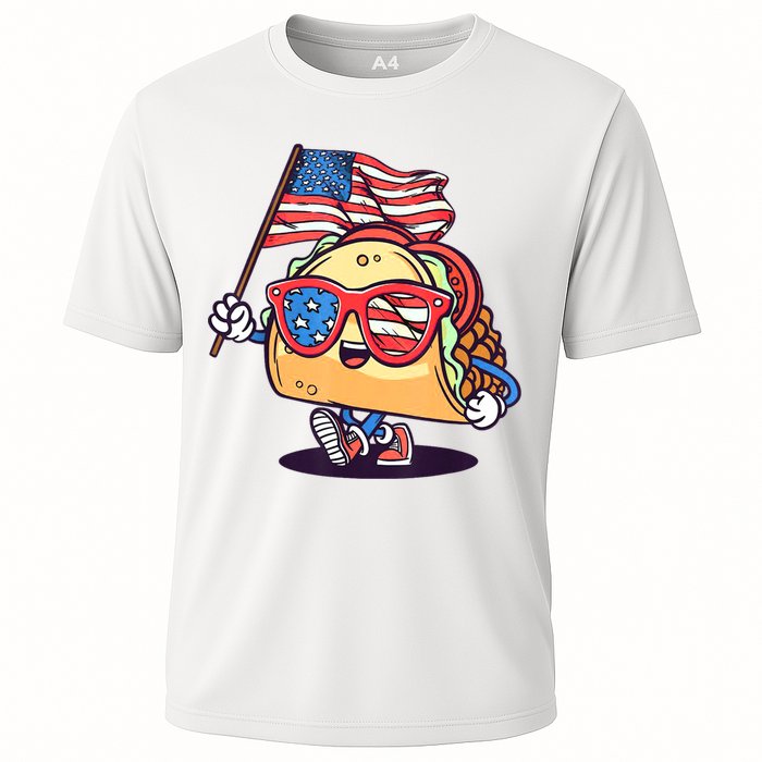 4th Of July Taco Patriotic Cooling Performance Crew T-Shirt