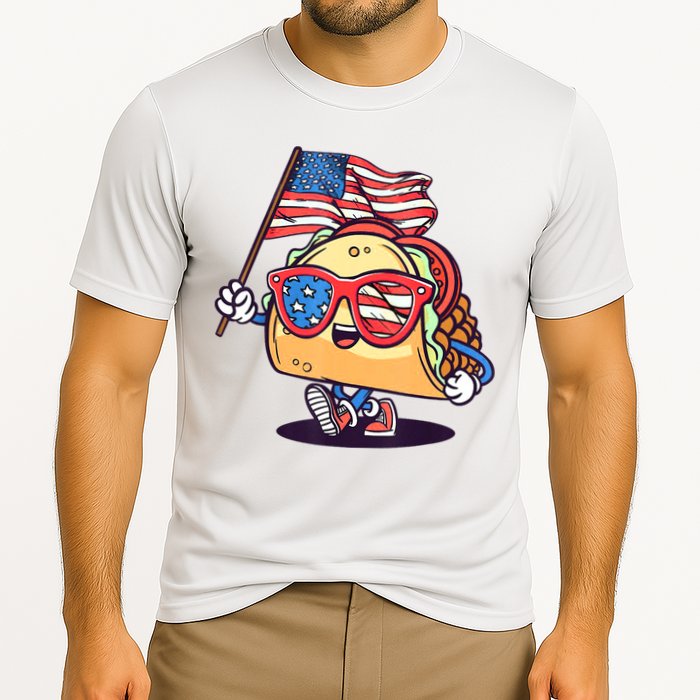 4th Of July Taco Patriotic Cooling Performance Crew T-Shirt