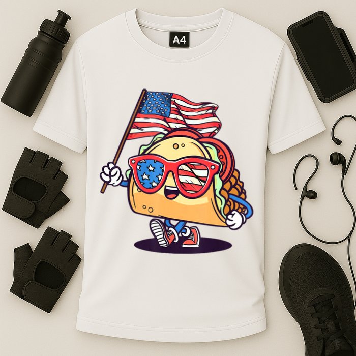 4th Of July Taco Patriotic Cooling Performance Crew T-Shirt