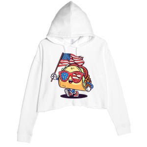 4th Of July Taco Patriotic Crop Fleece Hoodie