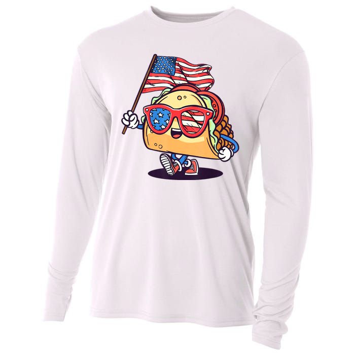 4th Of July Taco Patriotic Cooling Performance Long Sleeve Crew