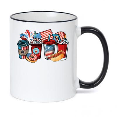 4th Of July Coffee Lover USA Women Patriotic Red And Blue 11oz Black Color Changing Mug