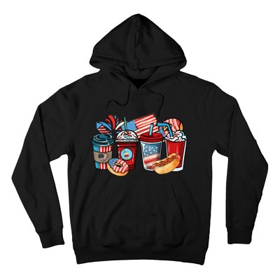 4th Of July Coffee Lover USA Women Patriotic Red And Blue Hoodie