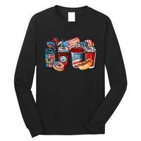 4th Of July Coffee Lover USA Women Patriotic Red And Blue Long Sleeve Shirt