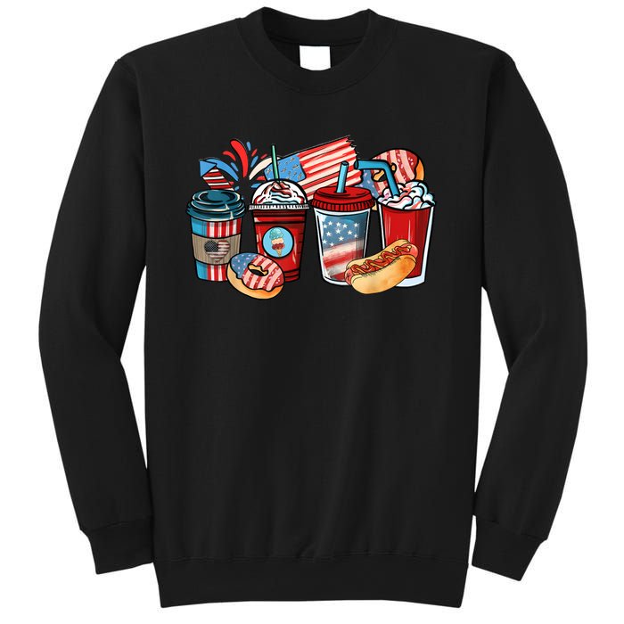 4th Of July Coffee Lover USA Women Patriotic Red And Blue Sweatshirt